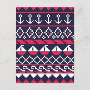 Nautical Cross stitch Enclosure Card