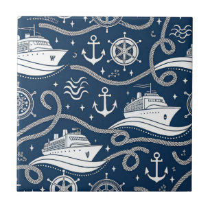 Nautical Cruise Seamless Pattern Ceramic Tile