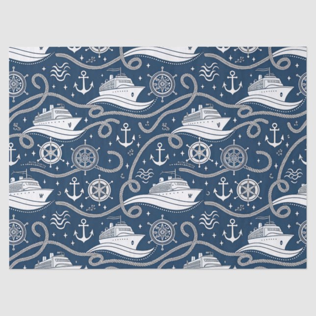 Nautical Cruise Seamless Pattern Tissue Paper (Front)