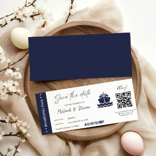 Nautical Cruise Ship Boarding pass wedding Save The Date