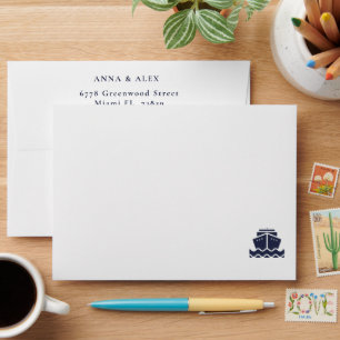 Nautical Cruise Ship Boat wedding Envelope