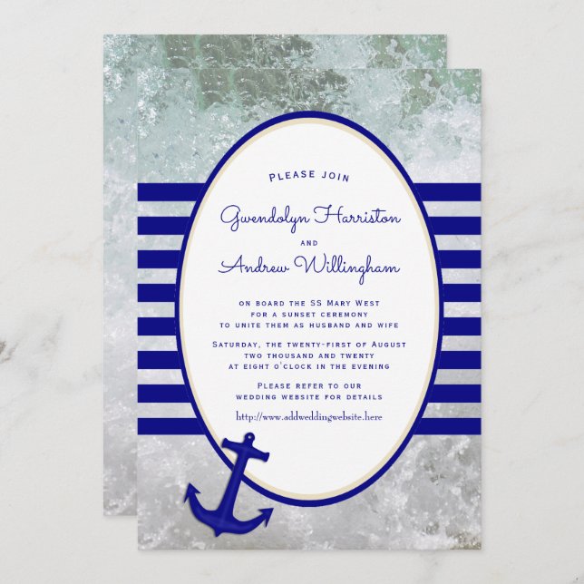 Nautical Cruise Ship Wedding Ceremony Invitation (Front/Back)