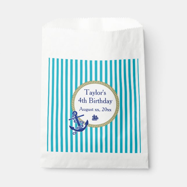Nautical Custom Birthday Favour Bag (Front)