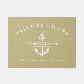 Nautical Custom Boat Name Anchor Navy Doormat