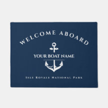 Nautical Custom Boat Name Anchor Navy