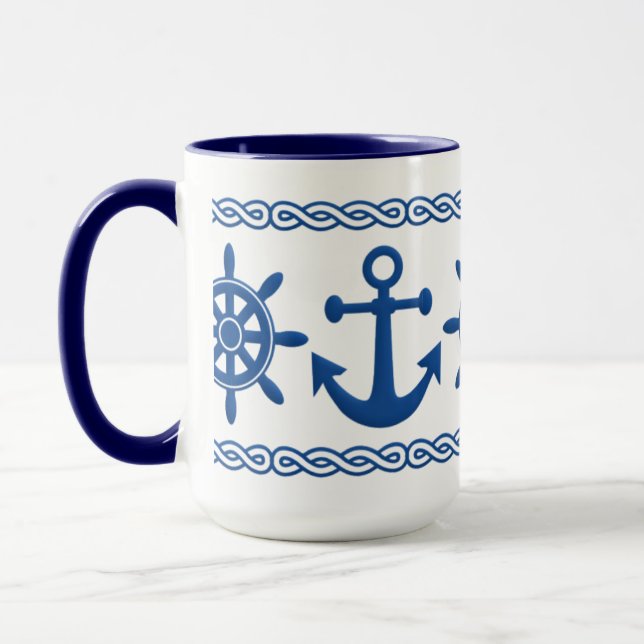 Nautical custom mug - choose style & colour (Left)