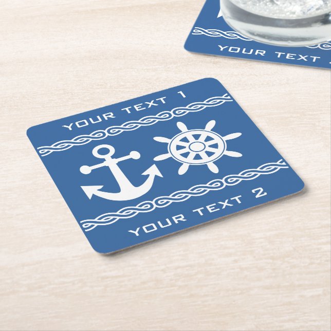 Nautical custom text & colour coasters (Angled)