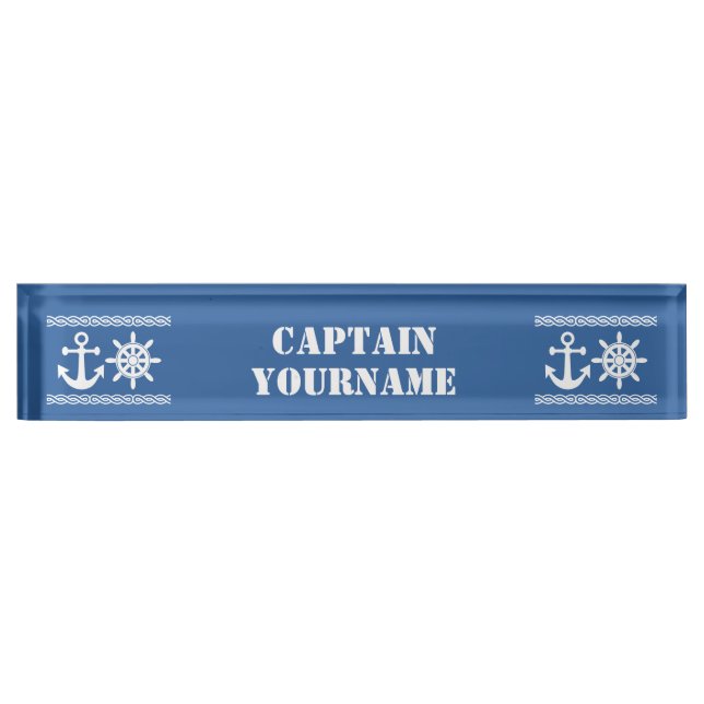 Nautical custom text & colour desk nameplate (Front)