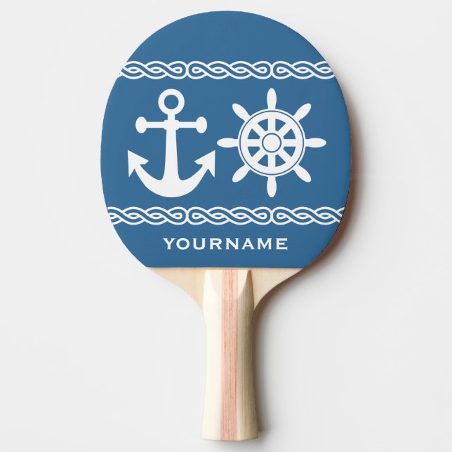 Nautical custom text & colour ping pong paddle (Front)
