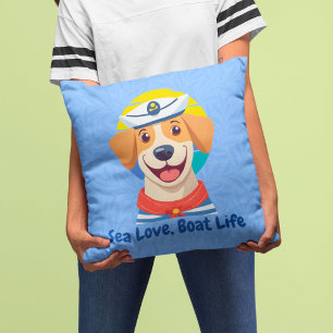 Nautical Cute Dog Gifts for Boat Owners Sailors Cushion