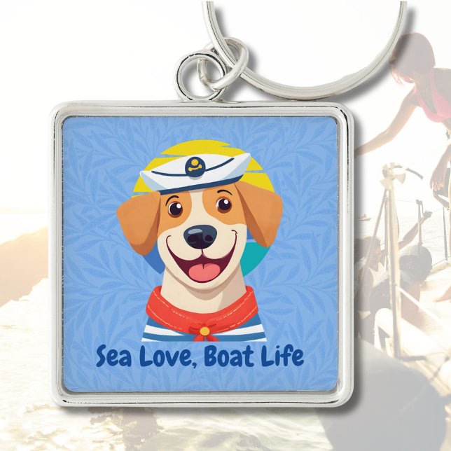 Nautical Cute Dog Gifts for Boat Owners Sailors Key Ring (Nautical Cute Dog Gifts for Boat Owners Sailors)