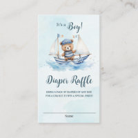 Nautical Cute Teddy Bear Boat Baby Diaper Raffle