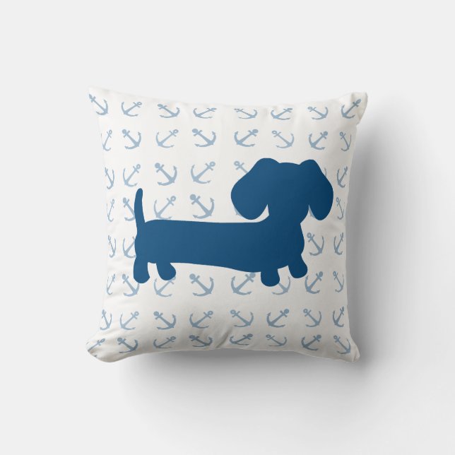 Nautical Dachshund Pillow (Front)