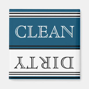 Nautical Dark Teal Blue Dishwasher Dirty Clean Magnet