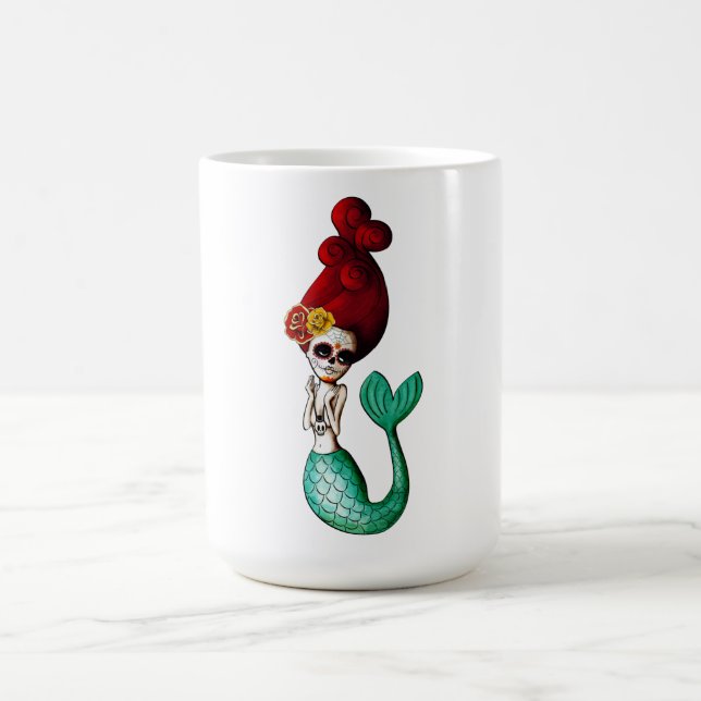 Nautical Day of The Dead Mermaid Coffee Mug (Center)