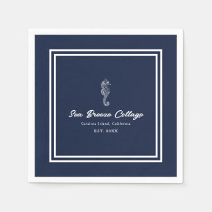 Nautical Delight: Blue and White Seahorse Napkin