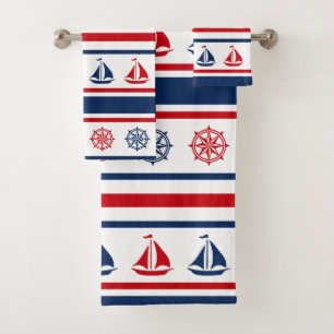 Nautical design bath towel set