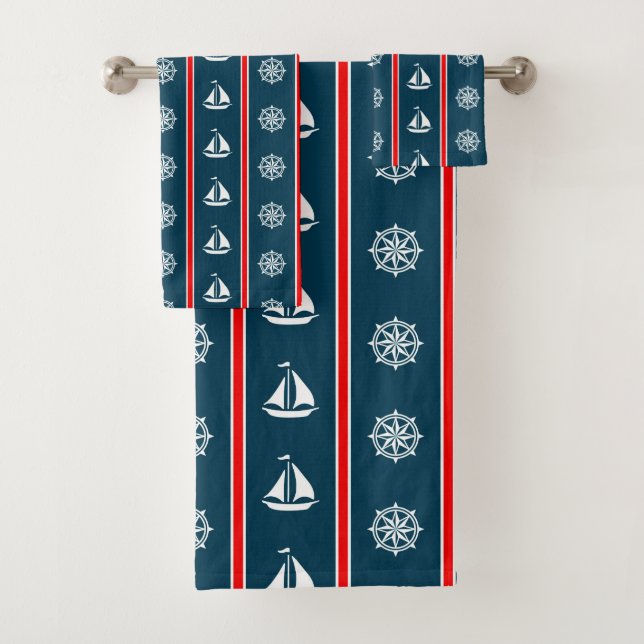 Nautical design bath towel set (Insitu)