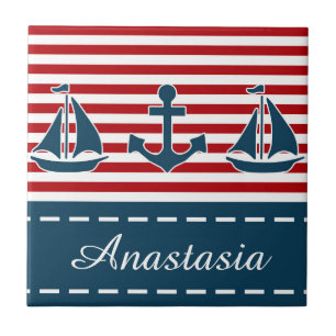 Nautical design ceramic tile