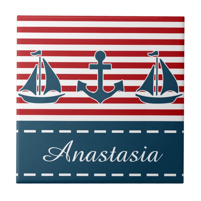 Nautical design ceramic tile (Front)