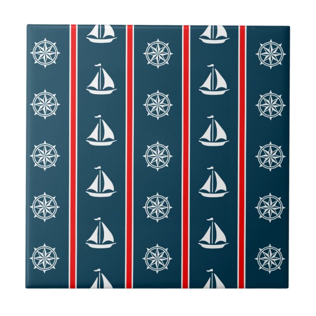Nautical design ceramic tile (Front)