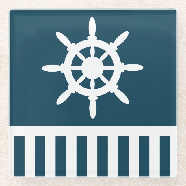 Nautical design glass coaster (Front)
