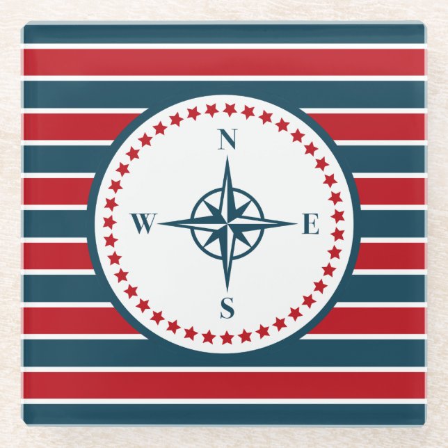 Nautical design glass coaster (Front)