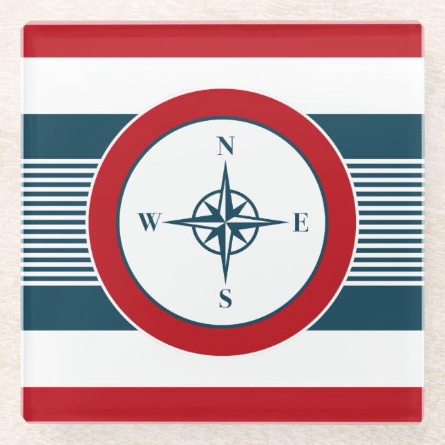 Nautical design glass coaster (Front)
