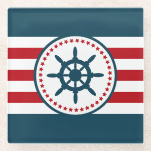 Nautical design glass coaster