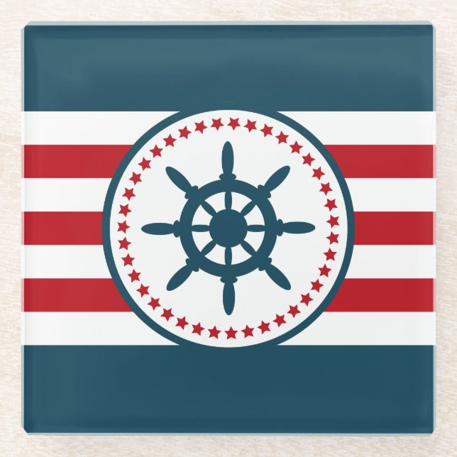 Nautical design glass coaster (Front)