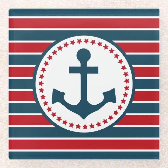 Nautical design glass coaster (Front)