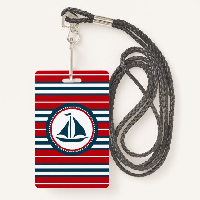 Nautical design ID badge (Front with Lanyard)