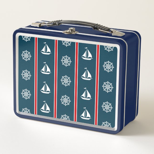 Nautical design metal lunch box (Front)