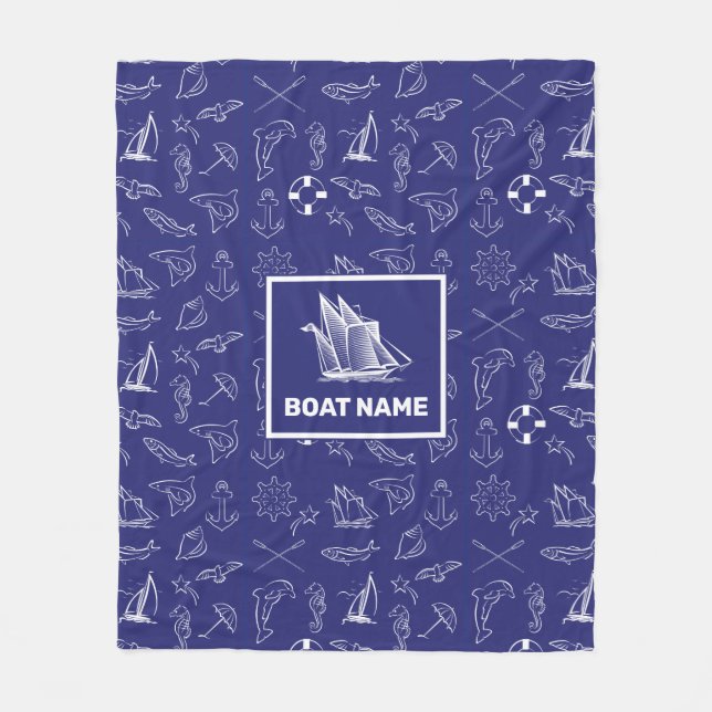 Nautical Design Navy Blue Blanket (Front)