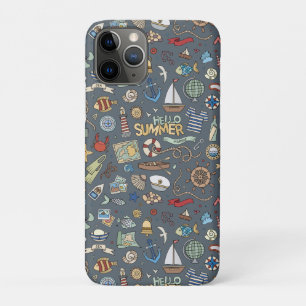 Nautical Design on Blue background  iPhone Case