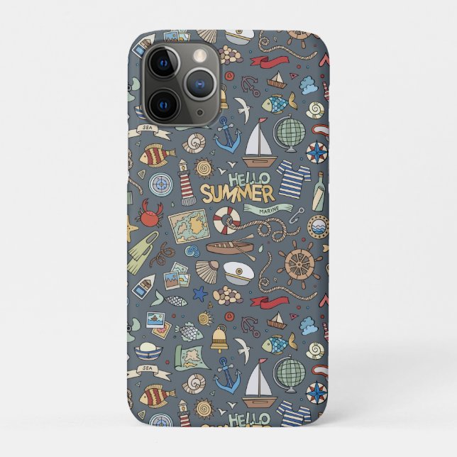 Nautical Design on Blue background  iPhone Case (Back)