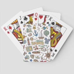 Nautical Design on White background Playing Cards