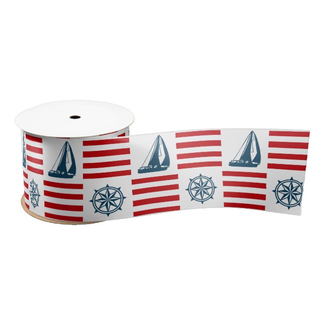 Nautical design satin ribbon (Spool)
