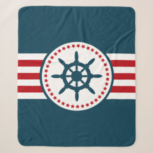 Nautical design sherpa blanket