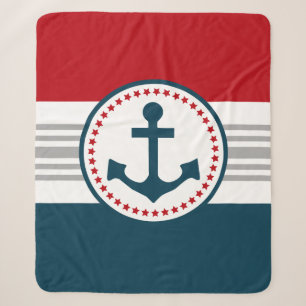 Nautical design sherpa blanket
