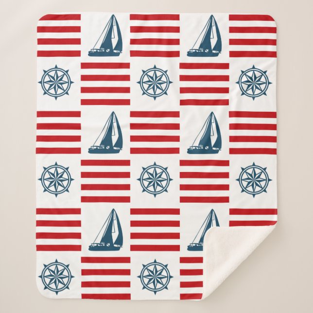 Nautical design sherpa blanket (Front)