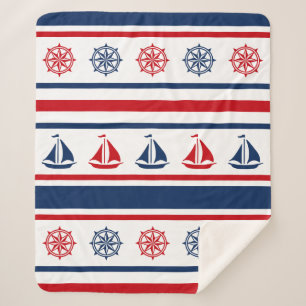 Nautical design sherpa blanket