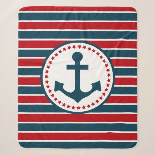 Nautical design sherpa blanket