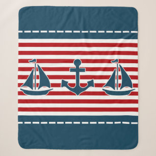 Nautical design sherpa blanket