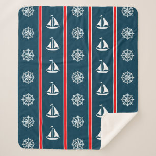 Nautical design sherpa blanket