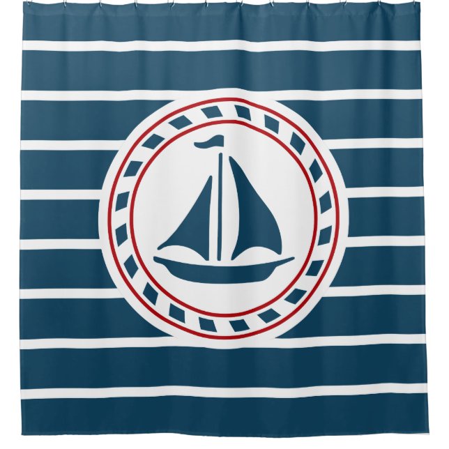 Nautical design shower curtain (Front)