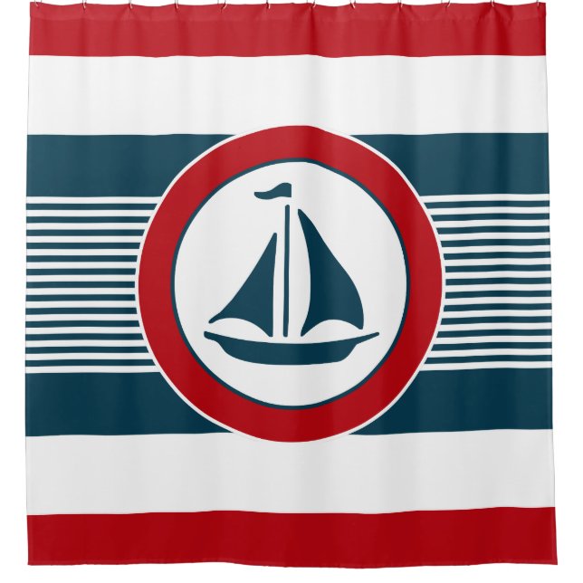 Nautical design shower curtain (Front)