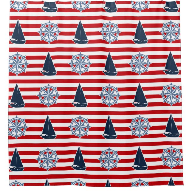 Nautical design shower curtain (Front)