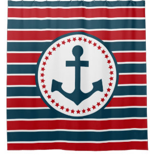 Nautical design shower curtain