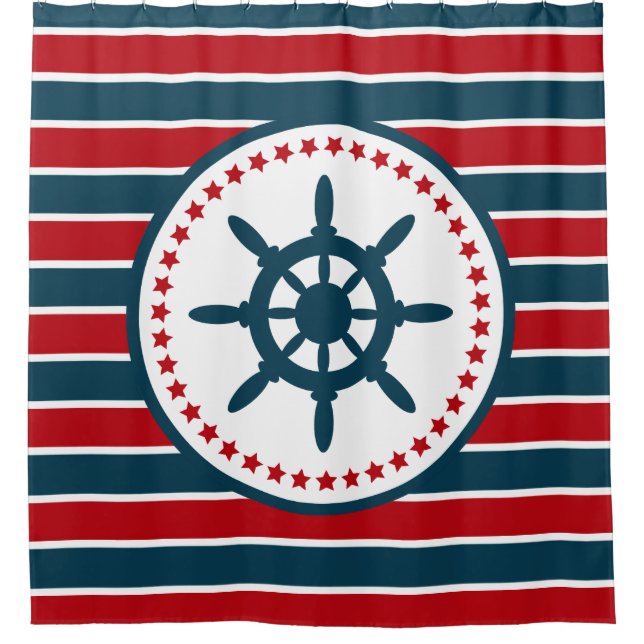 Nautical design shower curtain (Front)
